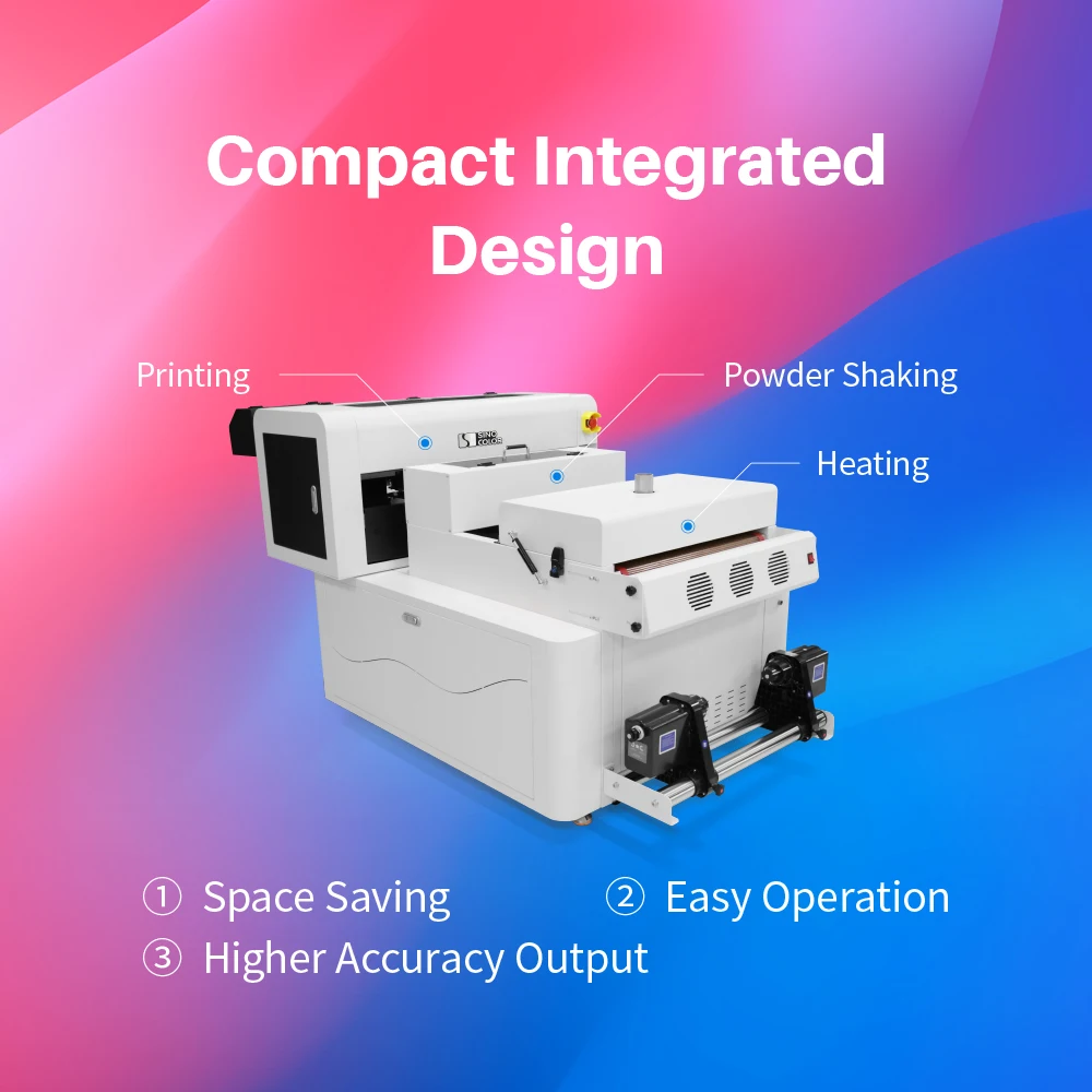 Best a1 a3 60cm 24 inch i1600 with shaker and oven all in one fluorescent ink automatic dtf printer tshirt printing machine