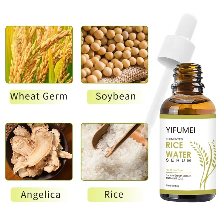 Private Label Rice Wheat Germ Bald Alopecia Hair Growth Regrowth Oil For Hair Treatment