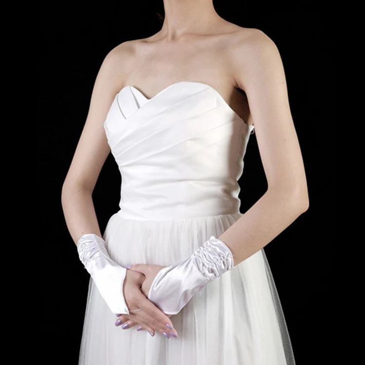 
GOLOVEJOY 192844 Long Fingerless Gloves For Bridal Wedding Accessories Banquet Gloves Sexy Wedding Etiquette Gloves 