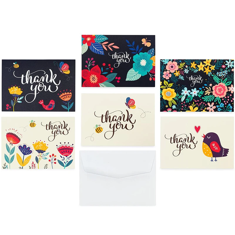
Customized Size 6.25*4.5 Inch Greeting Card Colorful Thanks Card 