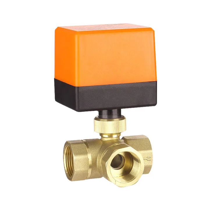 Electric valve: Brass electric three-way ball valve, electric valve of central air conditioning fan coil 1/2in-4in