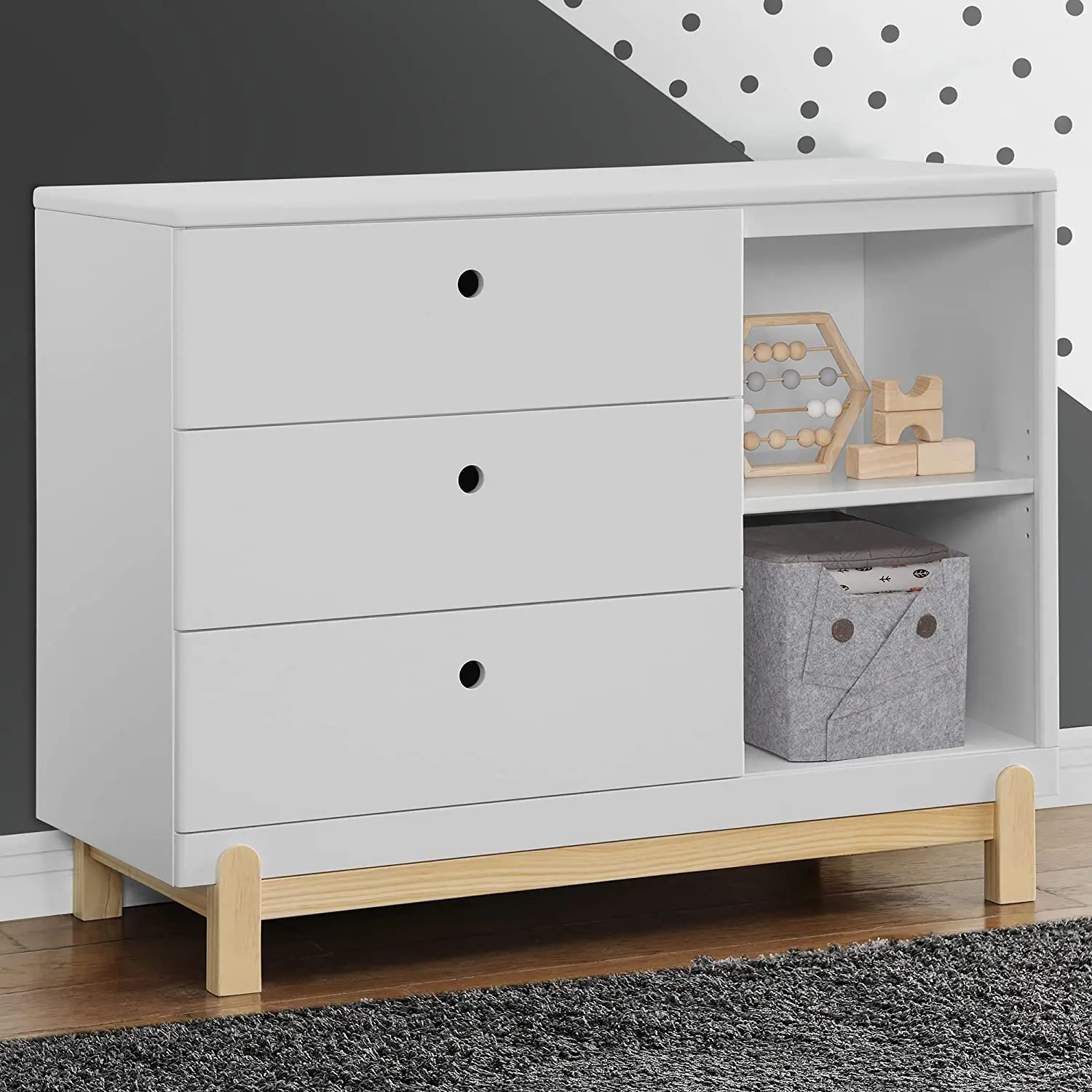 Modern Style  BASIC 3 drawers Wooden Home Bedroom Furniture Particleboard Cacau Gloss Color Design Chest of Drawers