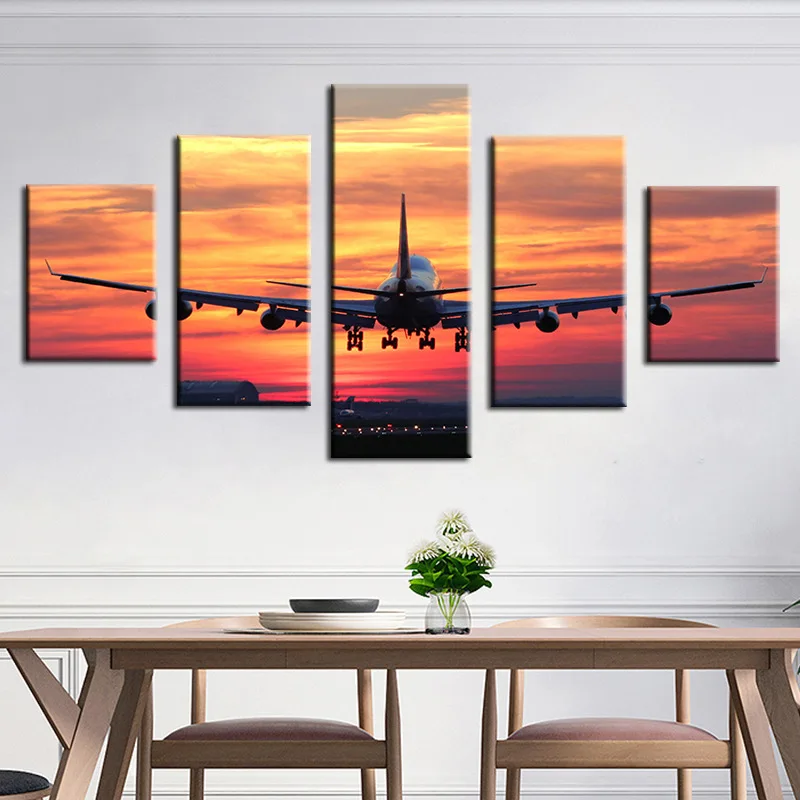 Hot selling nordic art plant canvas painting 5 piece decorations for