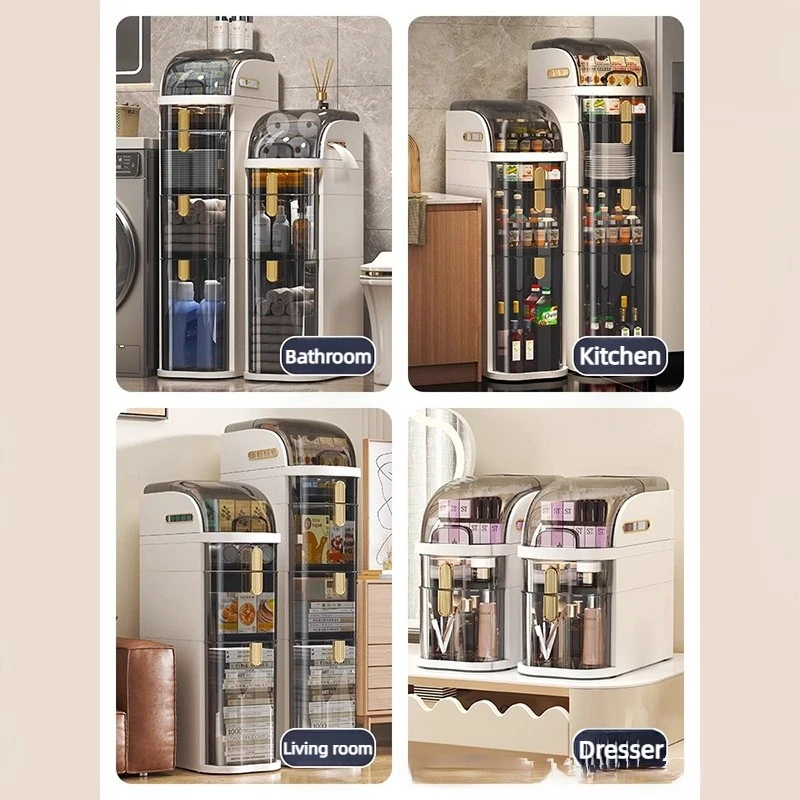 Kitchen Bathroom Supplies Storage 2/3/4 tiers Drawers Narrow Sliding PP Waterproof Storage Cabinet