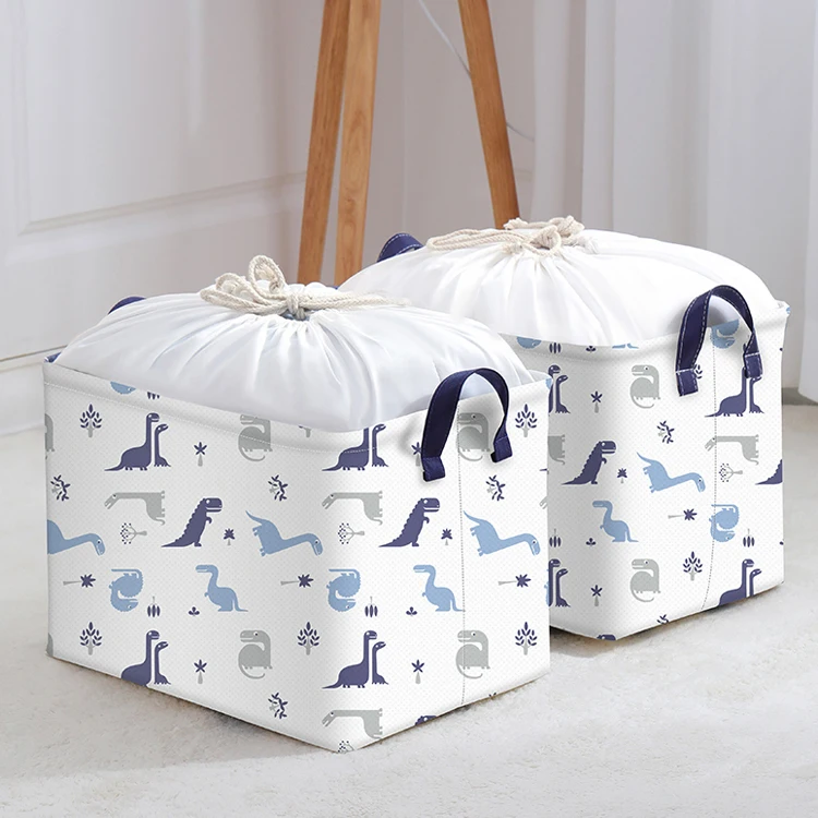 Large Capacity Cotton Dirty Clothes Storage Basket Round Folding Bundle Mouth Laundry Basket Clothes Toy Basket Organizer