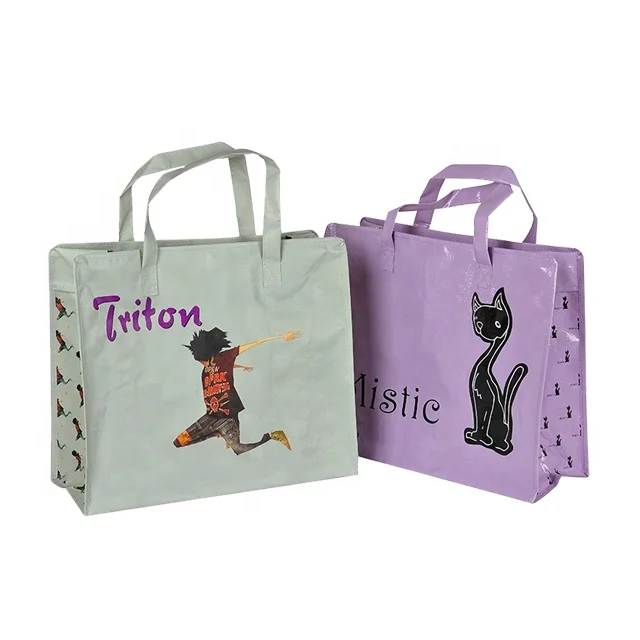 OEM/ODM Shopping Tote Extra Large Bolsa Plegable Reutilizable Laminated PP Woven Bag With Zipper