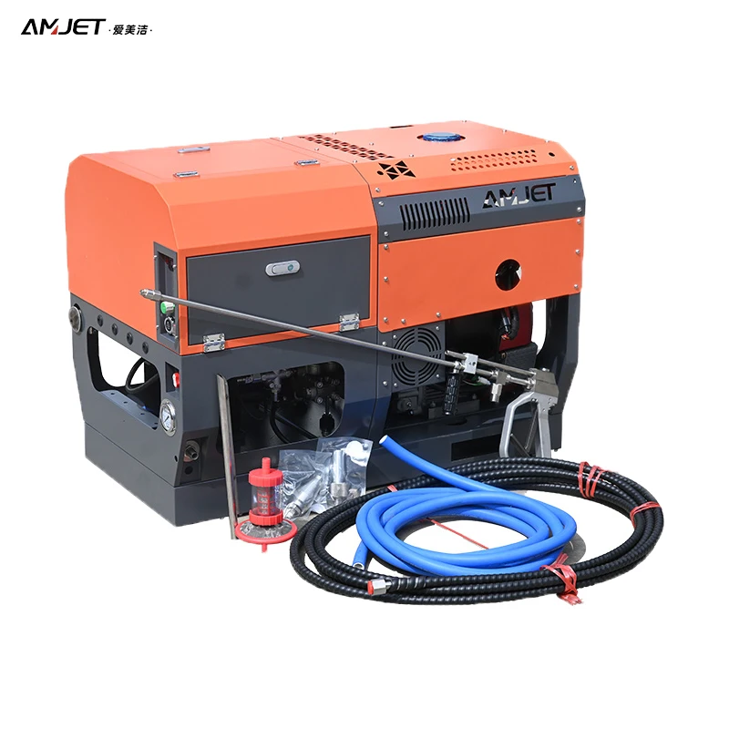 Ultra-high pressure cleaning machine is used to clean the ground, remove rust and paint. Professional pressure washer high