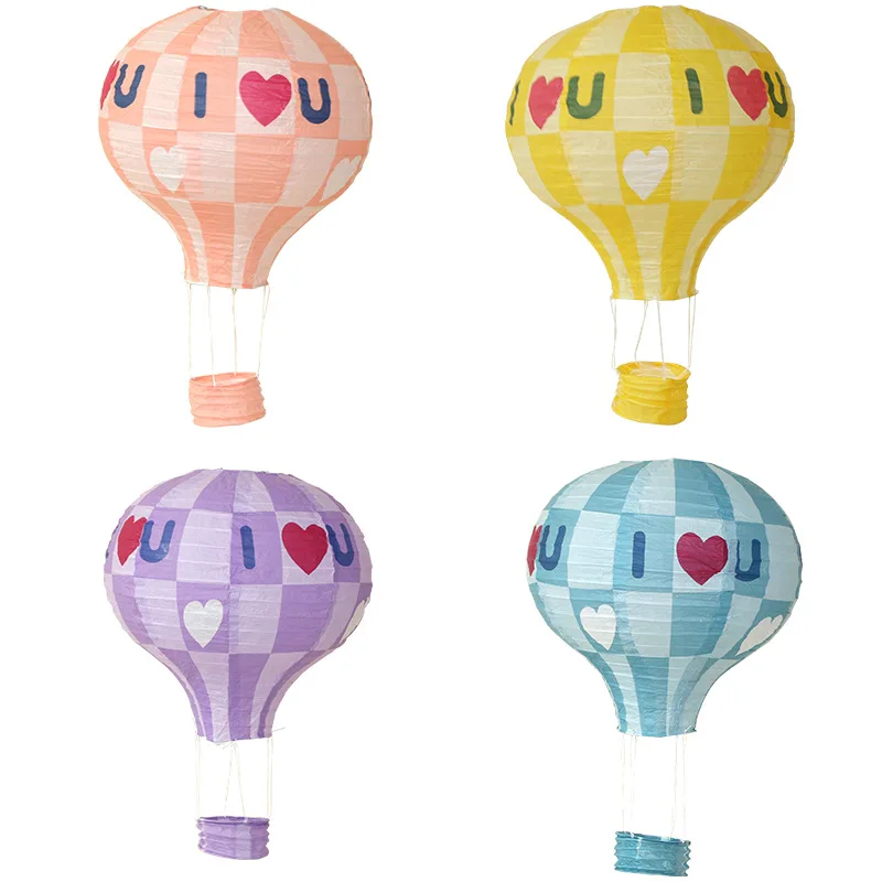 Reusable Hanging Paper Lanterns Rainbow Hot Air Balloon Paper Lantern Chinese Hot Air Balloon Decorations