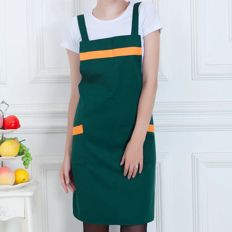 Supermarket work clothes pinafore fashion fruit shop restaurant cafe waiter apron with printed embroidered words