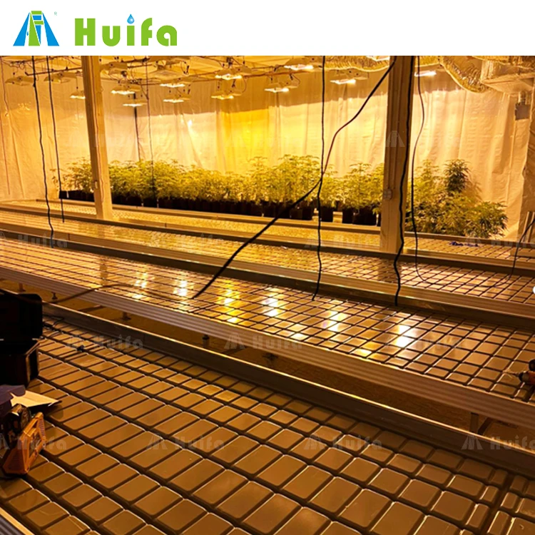 Vertical Farming Plant Factory Hydroponics Growing System 1.5x3m Movable Multi Tiers Abs Flood Tray Rolling Bench Rack Seedbed