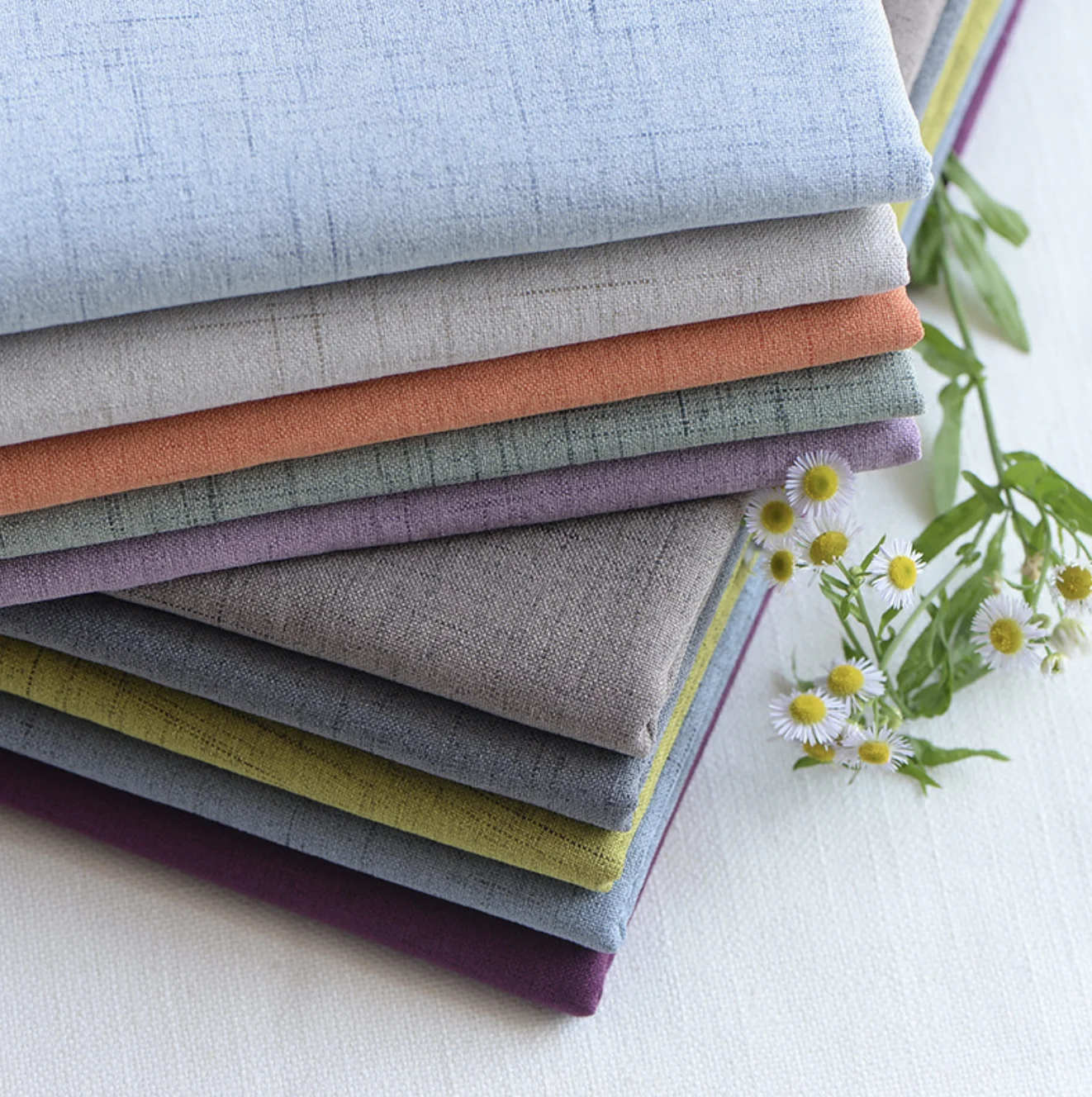 Manufacturer New Chinese Style Thickened Slubbed Linen Plain Fabric Imitation Cotton Sofa Fabric