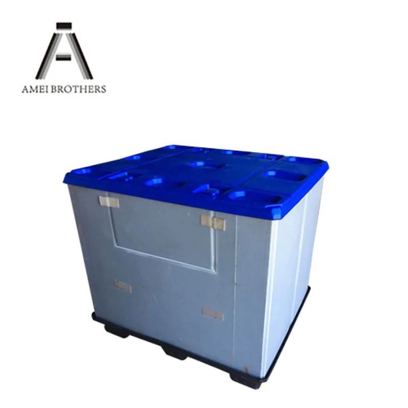 
Transport packaging stackable collapsible heavy duty PP material large foldable plastic pallet box container 
