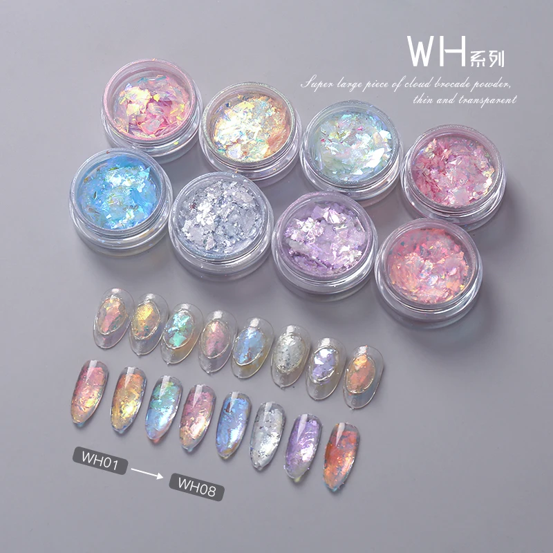Ice Crystal Opal Sequins Nails Flakes Aurora Chameleon Pigment Chrome Glitter Powder