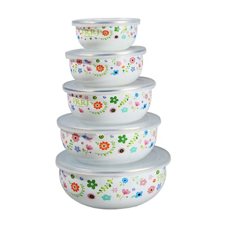 High Quality OEM Design Enamel Storage Mixing Bowl Product With Pp Lid
