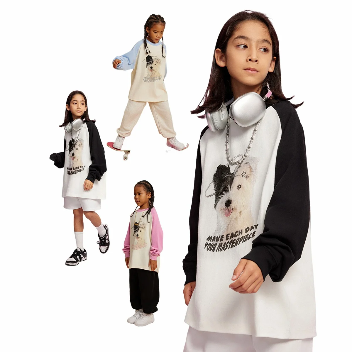 2023 Autumn And Winter Gap Kids Clothes 285G Contrast Color Kid Oversized Sweatshirt Baby Clothes Wholesale