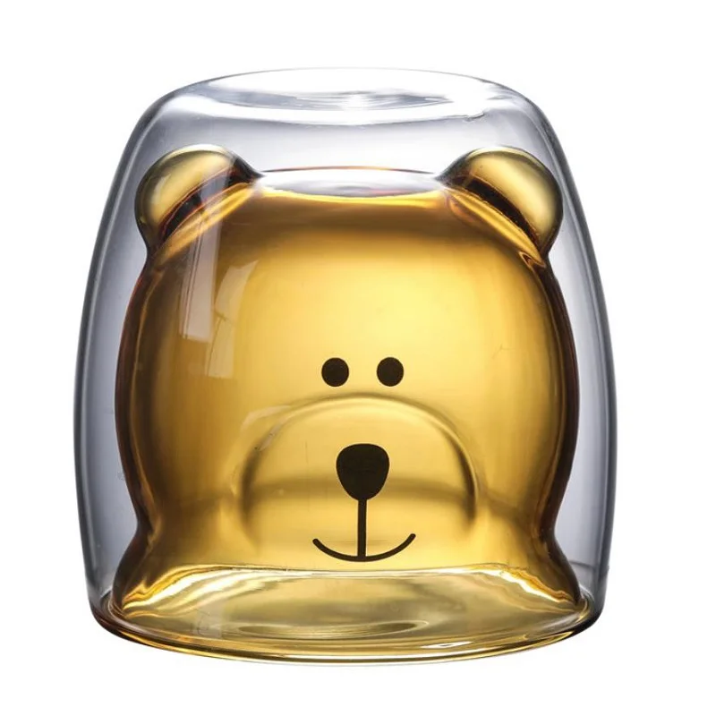 250 мл термостойкая Высокая боросиликатная медведь Двойная Стенка стеклянная чайная чашка набор