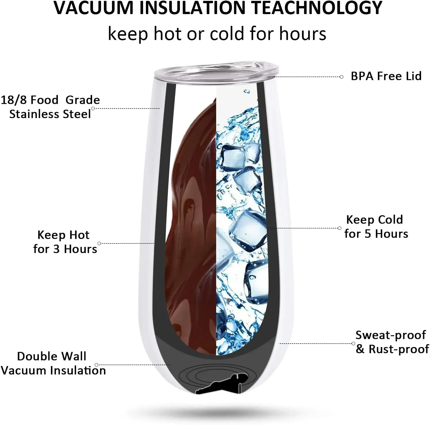 Wholesale 6oz Egg Shape Double Wall stainless steel Cocktail champagne flute vacuum cup Insulated Beer Wine Tumbler