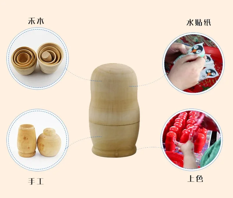 Wholesale Christmas Gifts Toys Wooden Baby Toy Penguin Image 6 Pcs Matryoshka Dolls