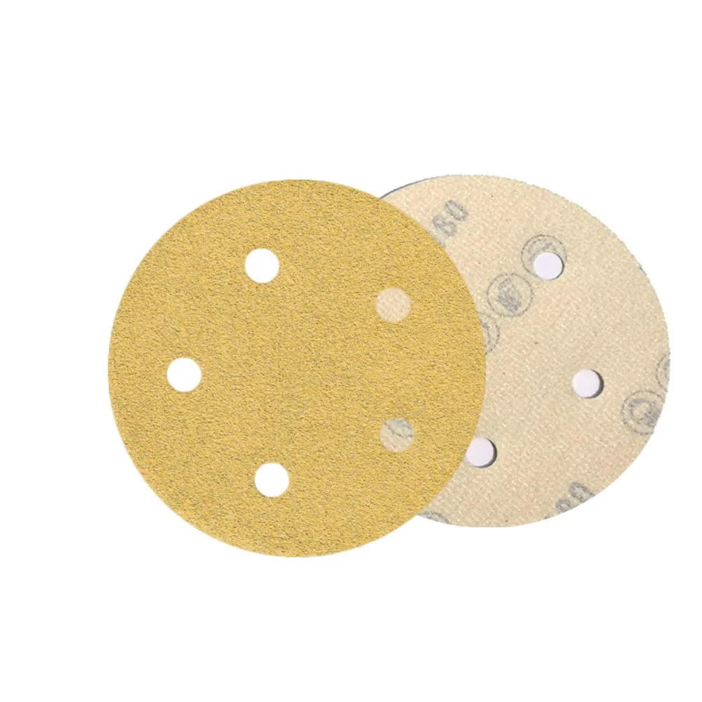 
Sample free konaflex sanding disc 5inch(125mm)with5 dust holes hook&loop golden yellow  (1600268837857)