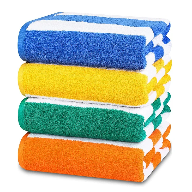 Роскошное пляжное полотенце в полоску на заказ удобное жаккардовое из чистого хлопка