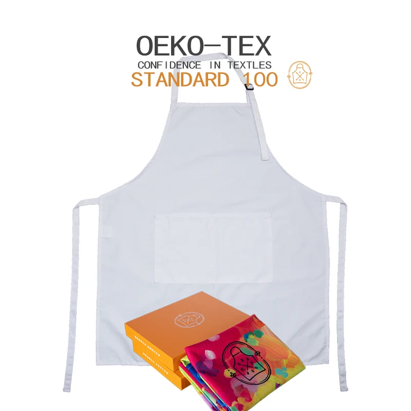 Custom Print Kitchen Cook Apron For Chef Sublimation Waterproof Cotton Polyester Apron Logo Set