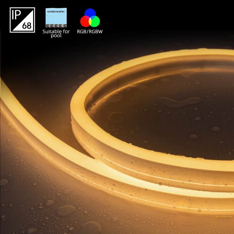 Custom Outdoor Pool IP68 Waterproof Neon Tube Lighting 5m Roll 24V Rope PU RGB LED Neon Strip Light
