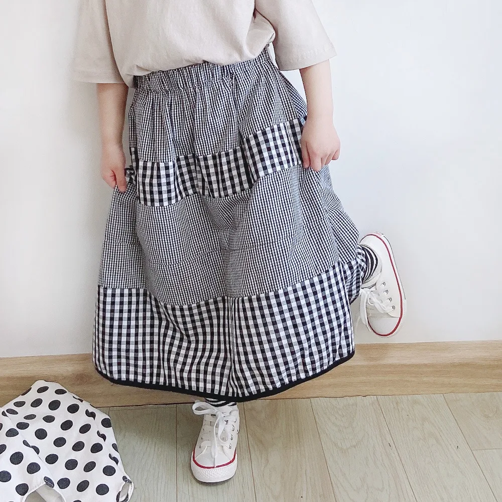 Wholesale 2024 Summer Long Skirt Checkered For Children Girls