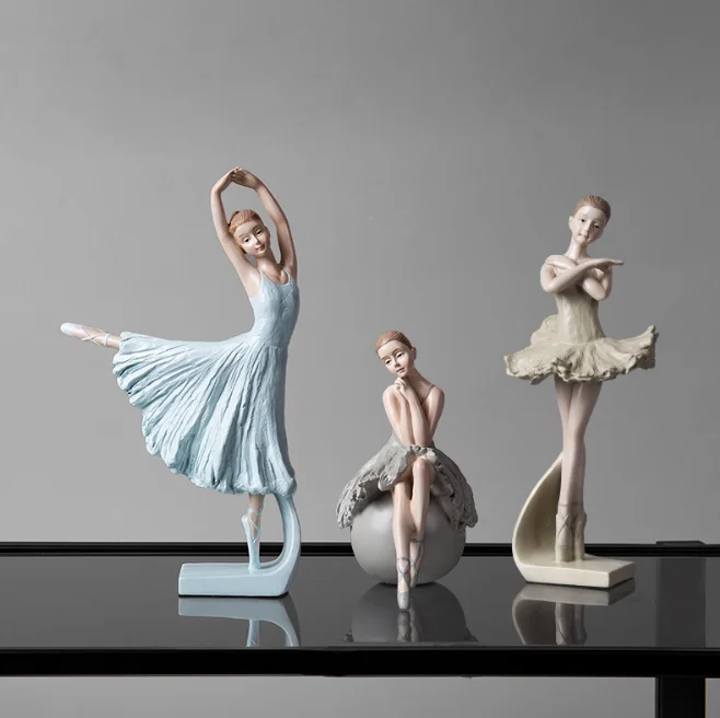 Wholesale custom resin gifts room decor ballerina of polyesina sculpture dancing girl ballet dancer statue figurine