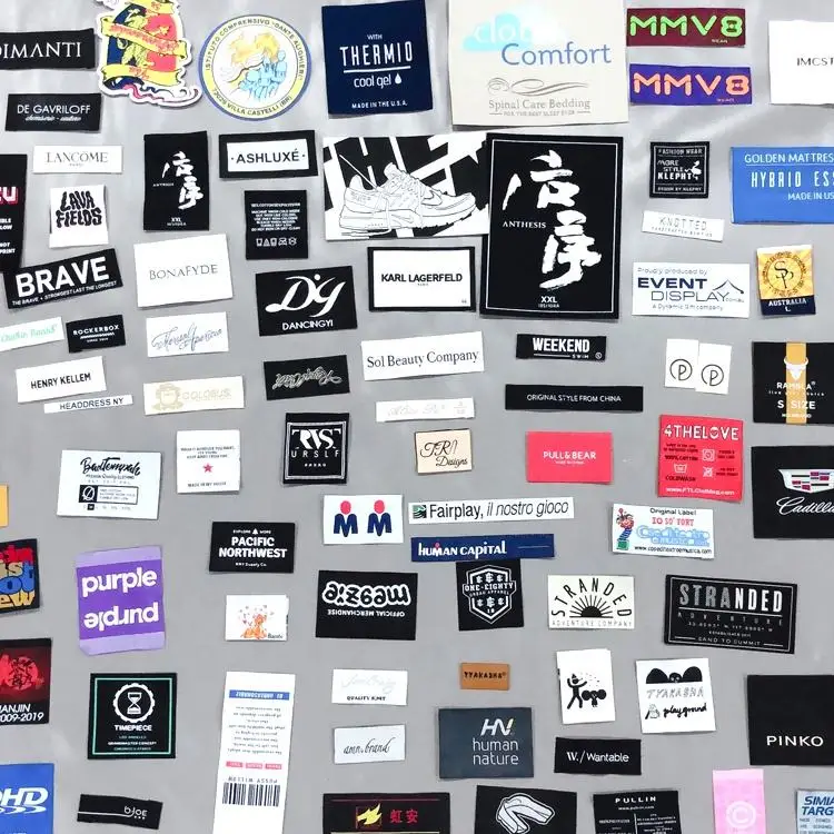 Custom Design Logo Sustainable Caps Main Labels Polyester Woven Labels for Garment Bags