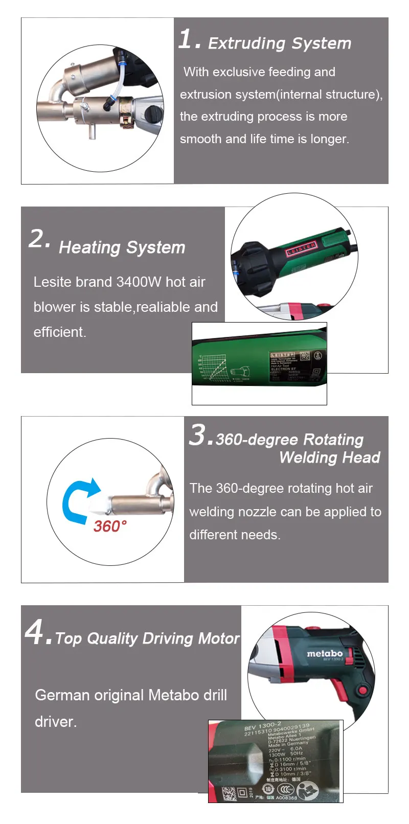 
PFJ3400 Portable PP Hand Extruder PE Plastic Extrusion Welding Gun Hand Welding Extruder Plastic Extrusion Welder 