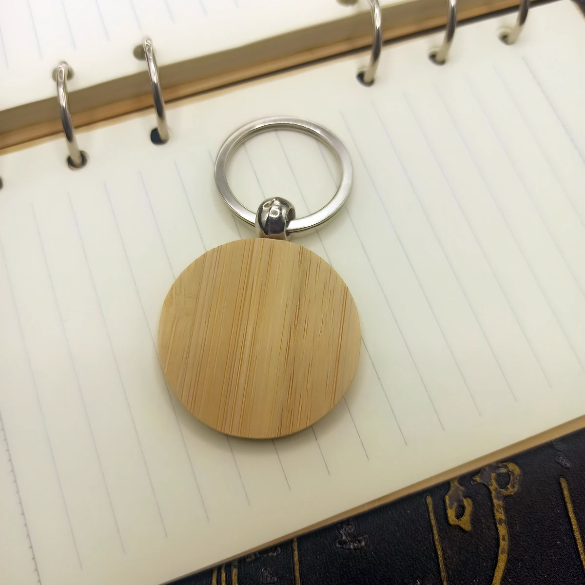 Wholesale High Quality Promotional Customize Carving Logo Blank bamboo Keychain