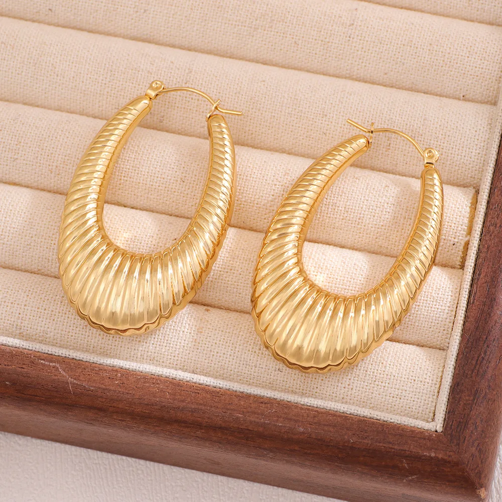Vintage Stainless Steel 18K Gold plating C Shape Drop Earrings Hip Hop Irregular Geometry Earrings For Women Gift