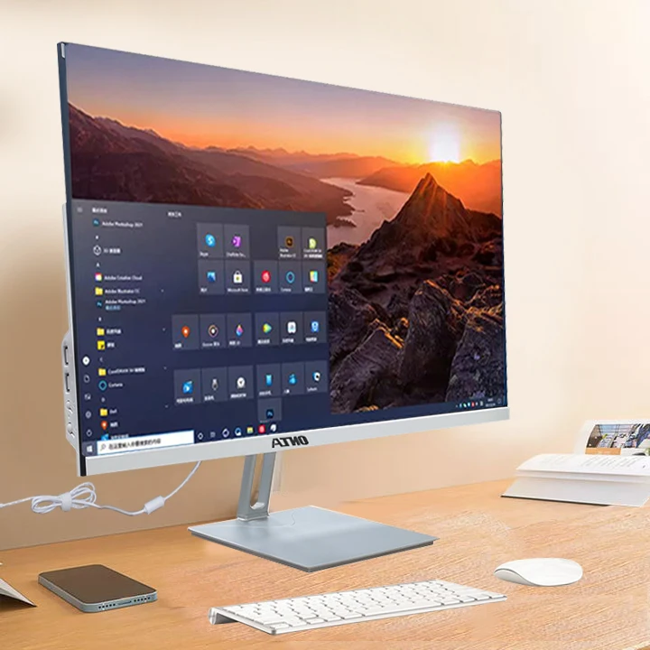 23.6 inch No border screen computer all in one pc desktop monoblock white aio barebone all in one computer
