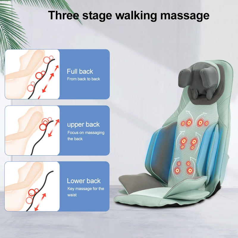 body knead shiatsu heat pad cover head neck and back massager cushion portable chair seated car vibration seat for back pain