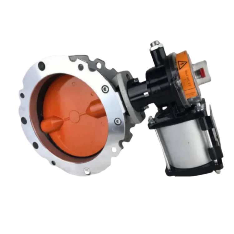 10/16 Bar Aluminium Alloy Single/Double Flange Pneumatic Dust Butterfly Valve For Cement Factory