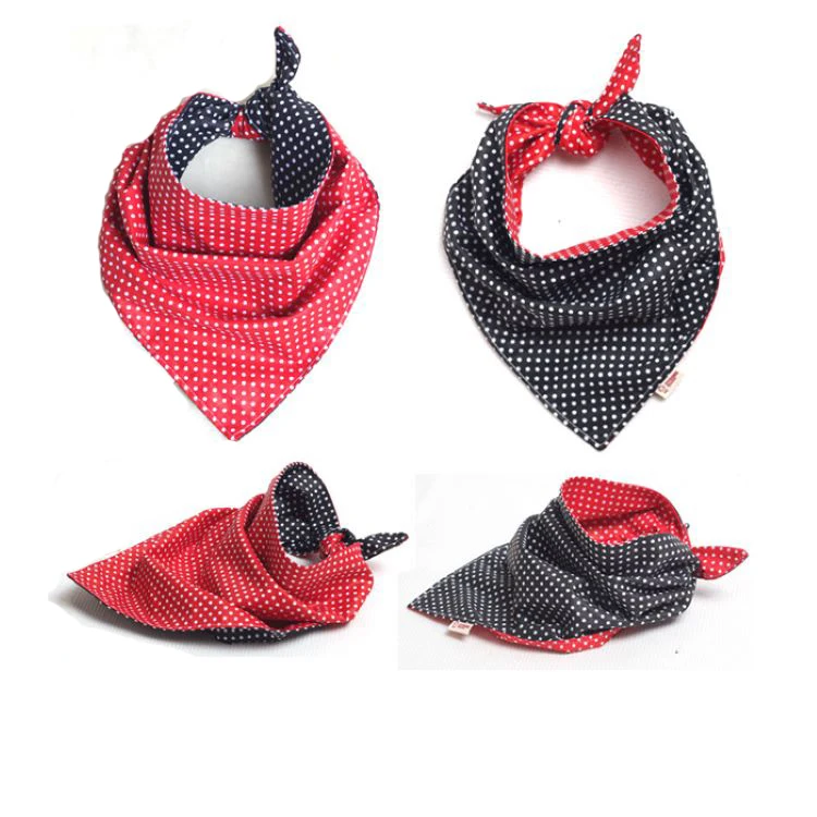 Cute Spring Printed Pet Scarf Accessories Double Reversible Triangle Cotton Dog Bandana