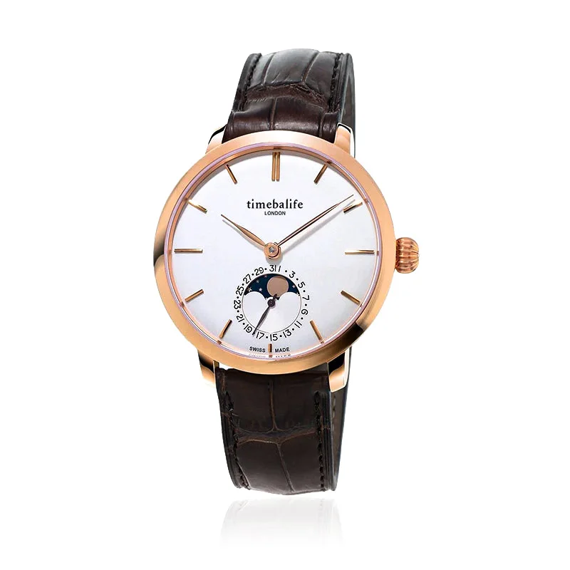 Роскошные мужские наручные часы Moonphase высококачественные кварцевые с корпусом из нержавеющей
