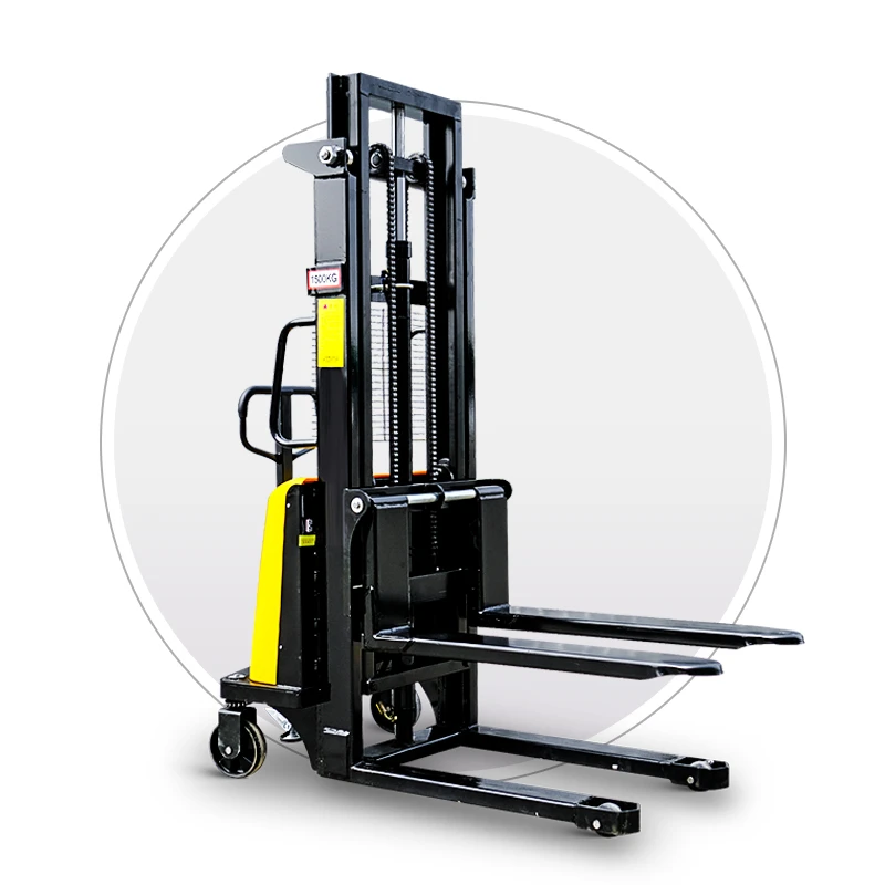 High Performance Forklift 1.5 ton 2 Ton Small Semi Electric Stacker Pallet Truck Fork Lift for Warehouse Using