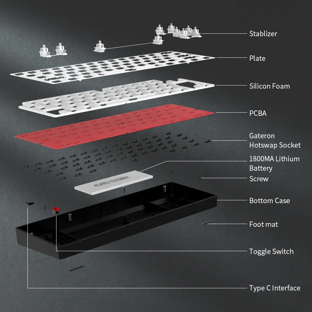Ousaid RTS high quality mechanical gaming hotswap wireless keyboard OEM wireless keyboard