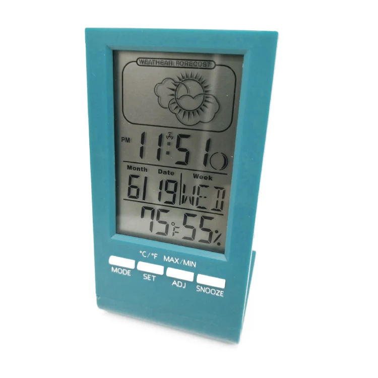 Portable Thermometer Hygrometer Clock Temperature Humidity Monitor Digital  thermometer with Weather Station