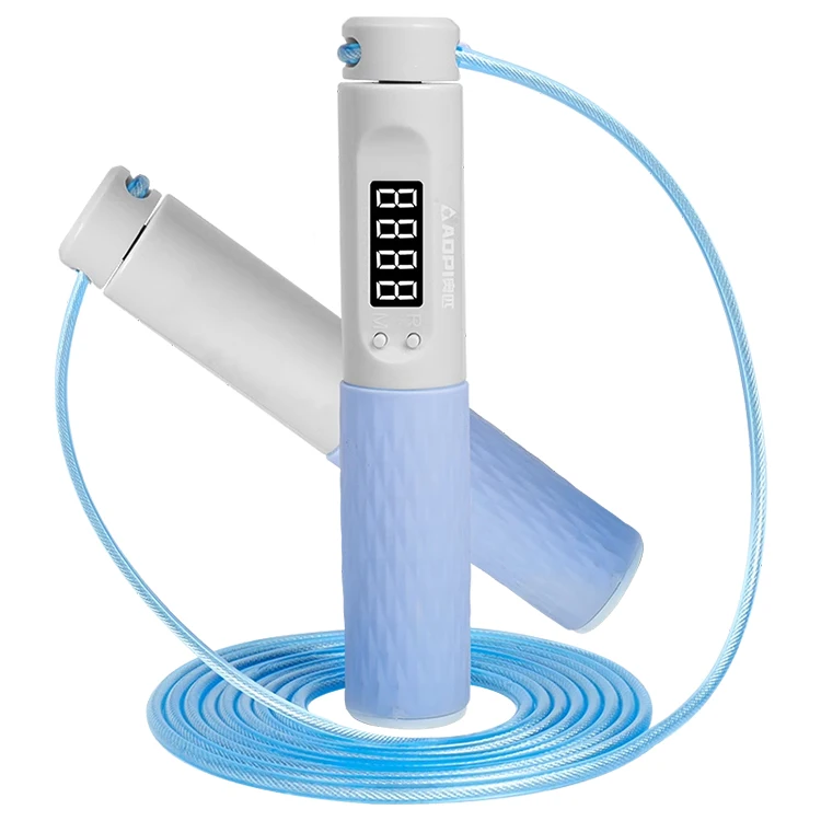 smart speed PVC gym counting adjustable skipping rope plastic handle steel wire fitness training electronic jumping rope