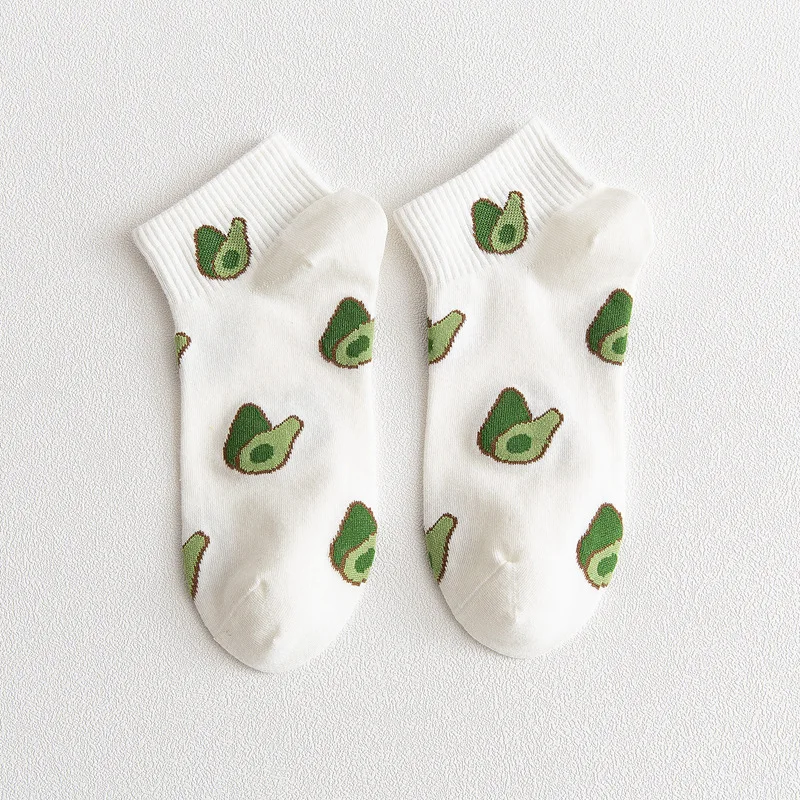 Hot Sale Comfortable Socks With Avocado Cartoon Fruit Mint Low Cut Socks