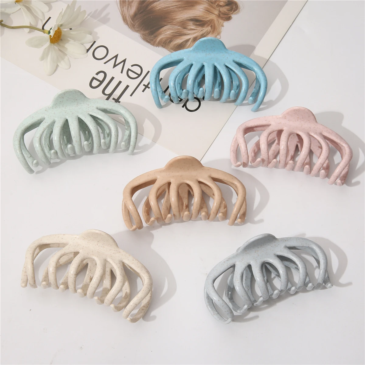 Custom Logo Recycled Acrylonitrile Butadiene Styrene Plastic 9.5cm Pumpkin Hair Claw for Women