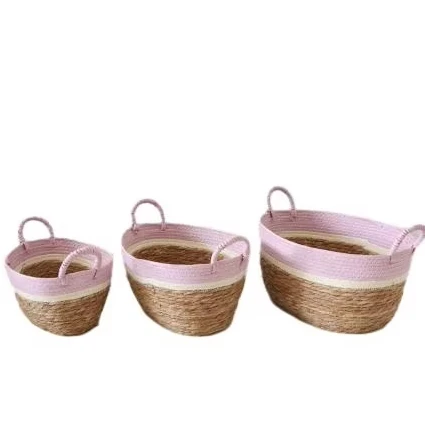 New product Braided paper rope + bulrush storage basket set for cat bed