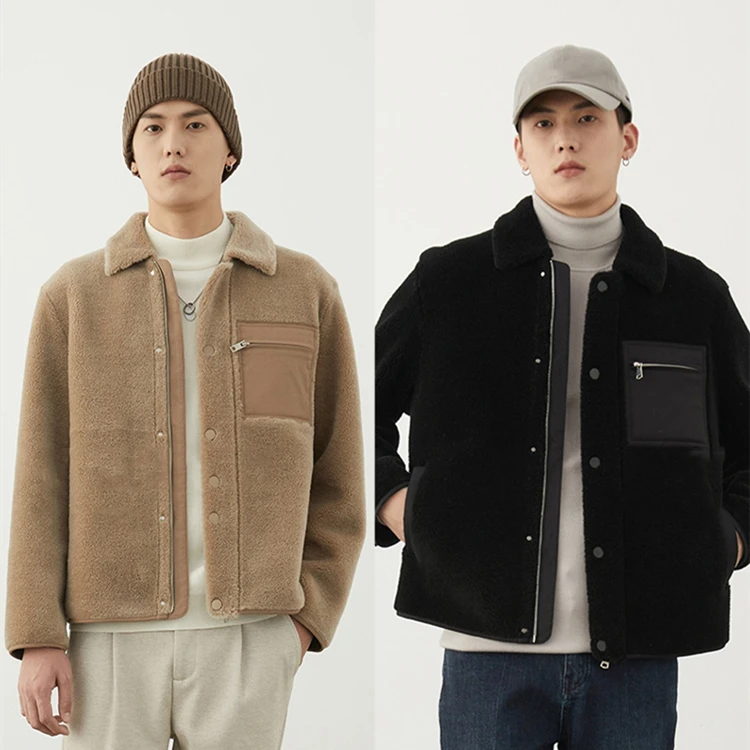 Manufacturer Boutique Guarantee Coats Black Minimalist Cashmere Coats Winter Short Thick Faux Fur Coats For Men