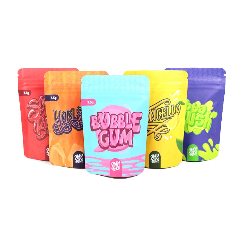 matte custom doypack mylar bag Aluminum Foil  Zipper Pouch Plastic 3.5g Stand up Food Packaging Bag