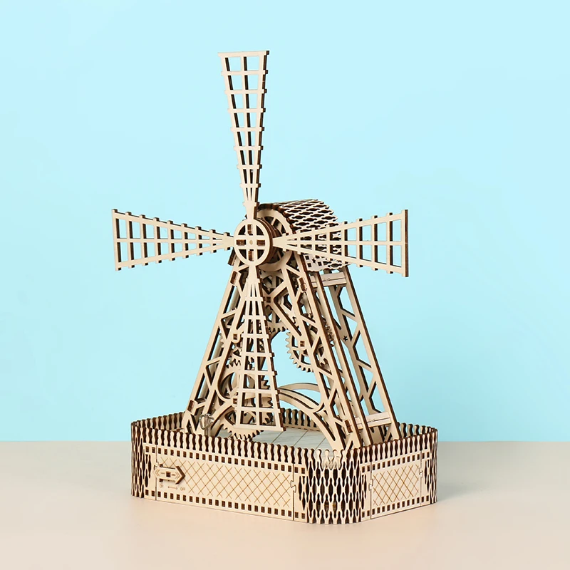 Large wind turbines Desk Decoration Assembly puzzle DIY assembly toys wooden puzzle 3D for kids