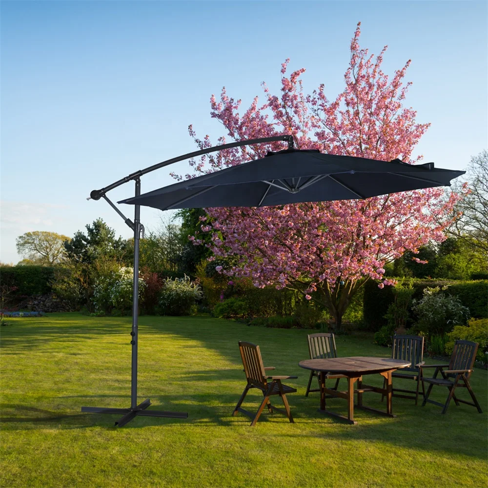 DIA 3M Garden Patio Umbrella Cantilever Steel Hanging Parasol Banana Outdoor Umbrella