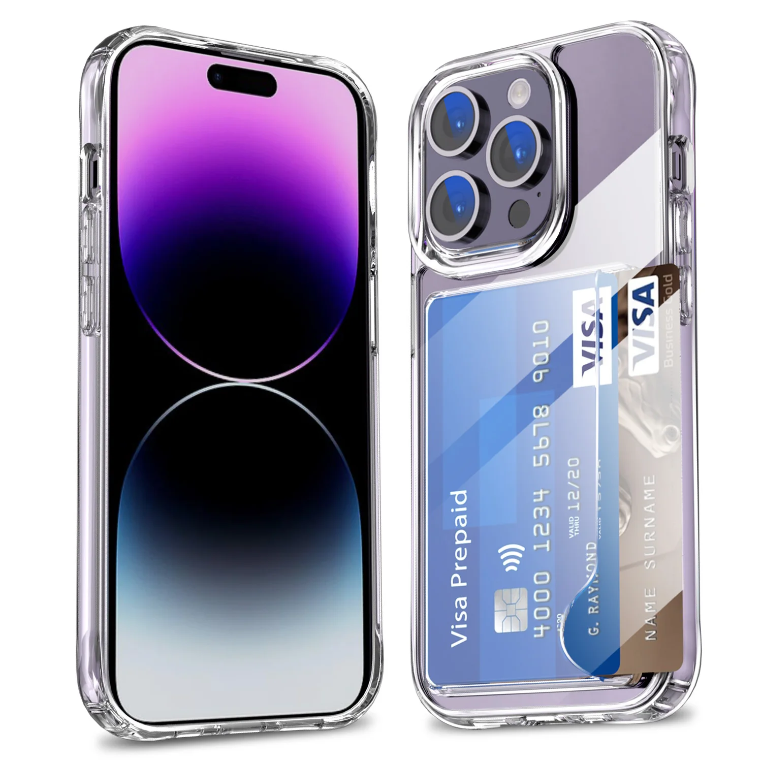 Mobile Phone Accessories Case Shockproof 1.5mm Transparent Cover Card Slot Purse Clear Phone Case For iPhone 14 Pro Max