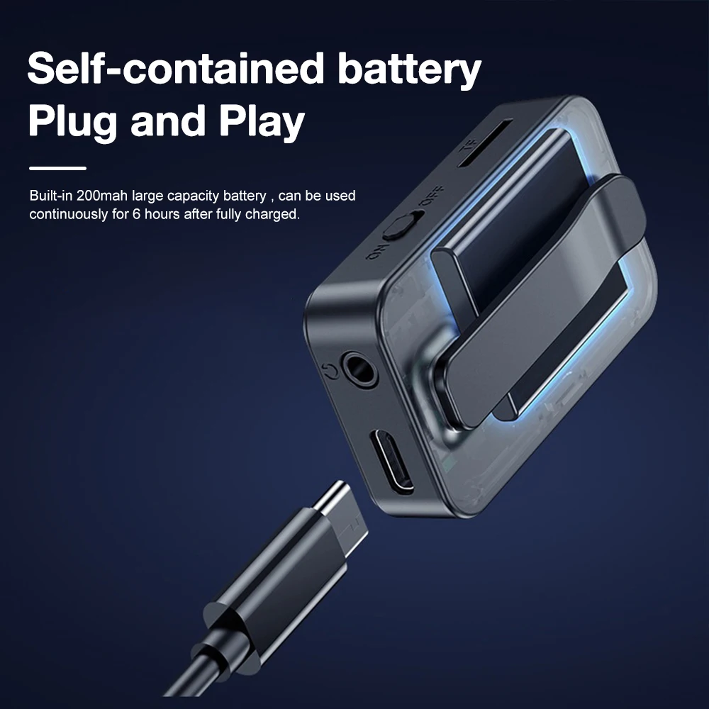 Mini MP3 Player Bluetooth 5.0 Audio Adapter 2 in 1 Transmitter Receiver with Screen Support Remote Control Photo